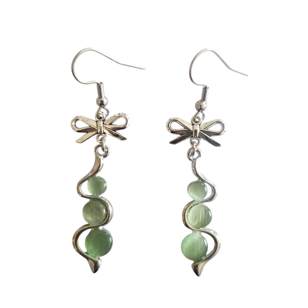 Handcrafted Wavy Gemstone Earrings